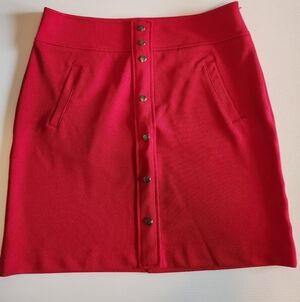 Dana Buchman Vibrant Red Mini Skirt with Button Detail